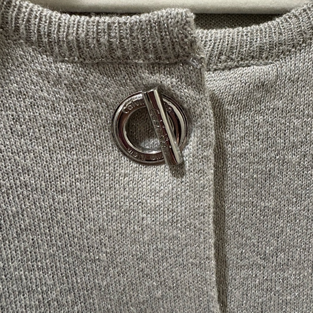 Calvin Klein Silver gray sparkly cardigan - Picture 4 of 5